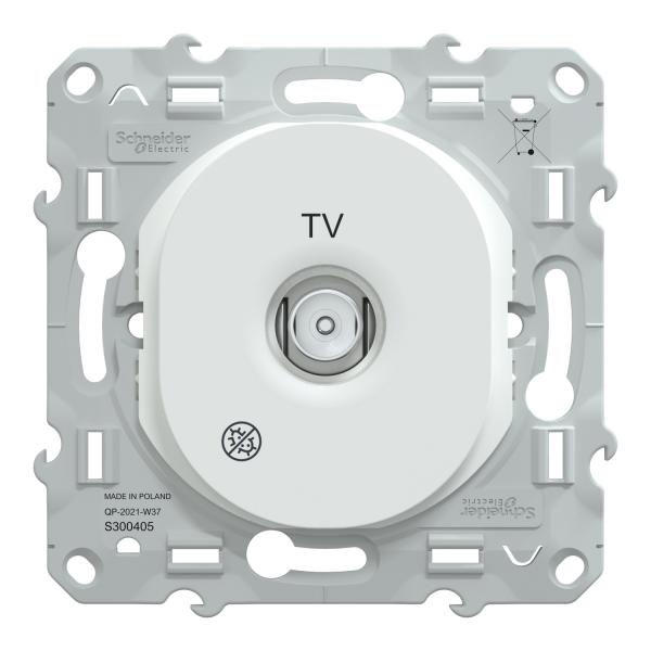 Vignette 2 produit Ovalis - prise TV simple - fixation  vis - Antibactrien - couvercle protection chantier | Ref : S300405