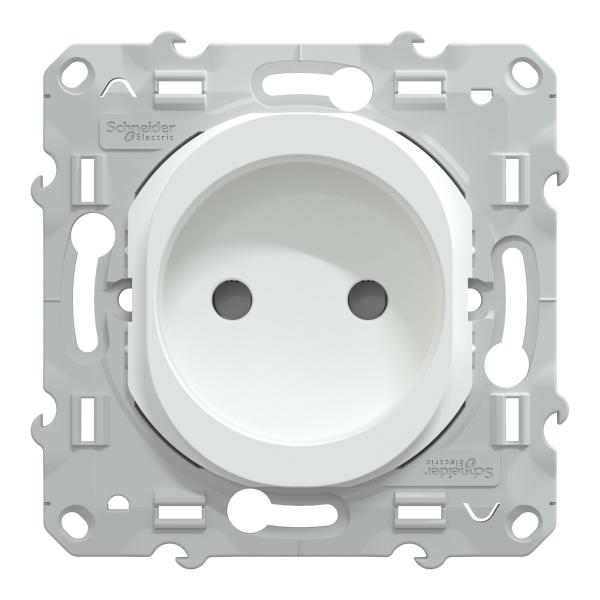 Vignette 2 produit Ovalis - prise de courant sans terre - 2P - 16A - avec clipse - Blanc - Installation dans le cas de rnovation sans terre - NF - Couvercle protection peinture | Ref : S320033