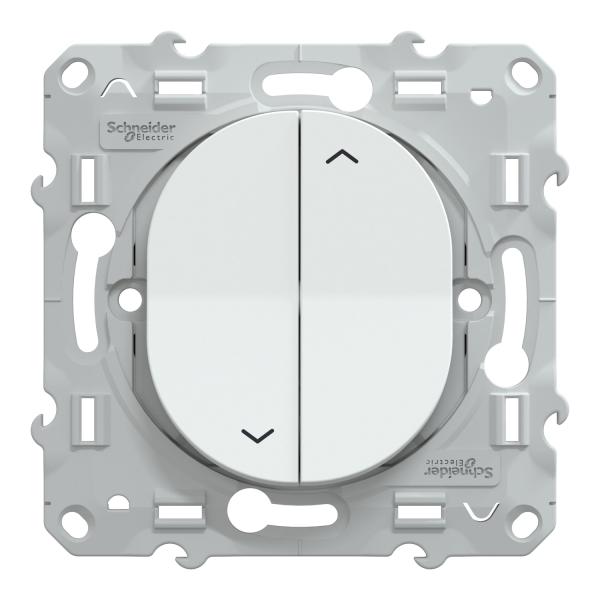 Vignette 2 produit Ovalis - interrupteur 2 boutons pour volet roulant - blanc - Fixation par vis - 3x2 bornes auto - 6 AX - 250 V CA 50 Hz - IK04 - IP21 D - couvercle de protection peinture - Certifi NF | Ref : S320208