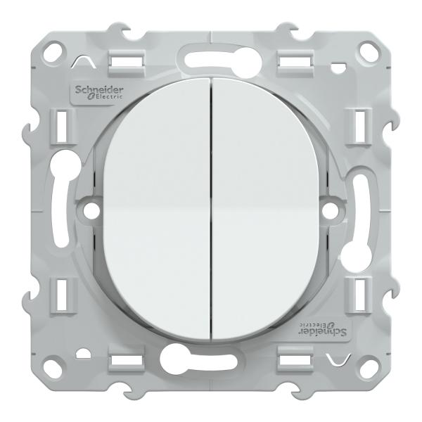 Vignette 2 produit Ovalis - combin va et vient + poussoir - blanc - Fixation par vis - 3x2 bornes auto - 10 AX - 250 V CA 50 Hz - IK04 - IP21 D - couvercle de protection peinture - Certifi NF | Ref : S320285