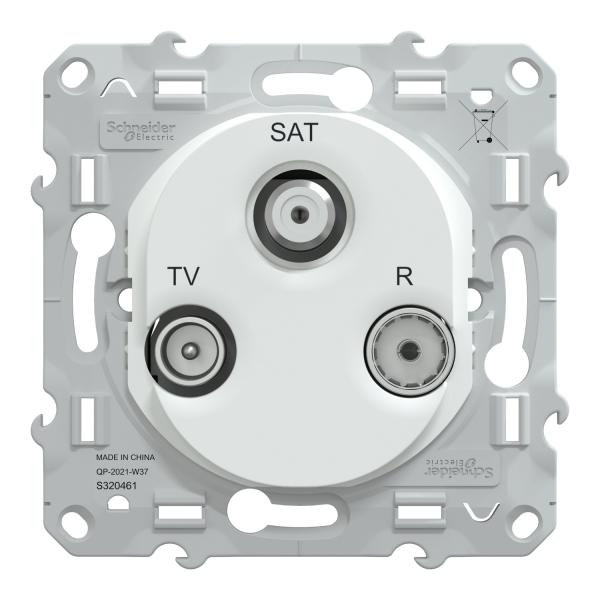 Vignette 2 produit Ovalis - prise TV-R-SAT - fixation à vis - Blanc - couvercle protection chantier | Ref : S320461