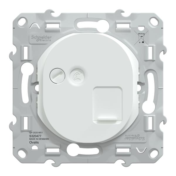 Vignette 2 produit Odace - prise de communication simple - blanc - RJ45 (8 contacts) Cat.6a STP - grade 3 TV + téléphone. data très haut débit - fixation par vis - livré avec protection peinture - IP21 - IK04 | Ref : S320477