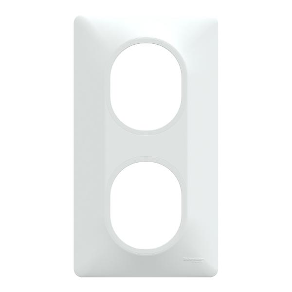Vignette 2 produit Ovalis - Plaque de finition - 2 postes Vertical - entraxe 71mm - Blanc | Ref : S320724
