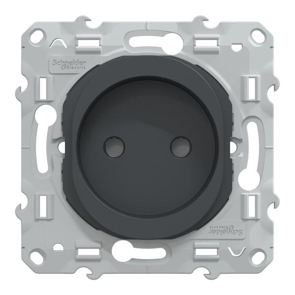 Vignette 2 produit Ovalis - prise de courant sans terre - 2P - 16A - avec clipse - Anthracite - Installation dans le cas de rnovation sans terre - NF - Couvercle protection peinture | Ref : S340033