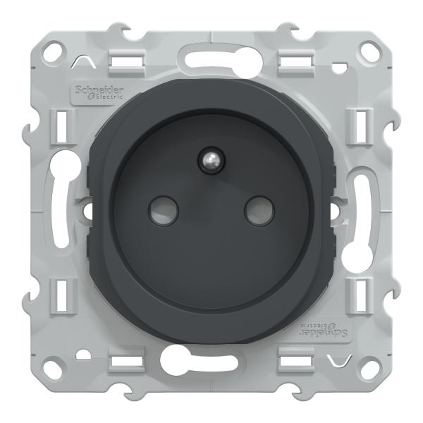 Vignette 2 produit Ovalis - prise de courant  puits - 2P+T - Anthracite - fixation par vis - griffes en option - Raccordement : 1 x 1.5?2 x 4 mm souple / rigide / multibrin - bornes automatiques - 16 A - 250 VCA 50 Hz - IK04 IP21D - protection peinture - NF | Ref : S340059