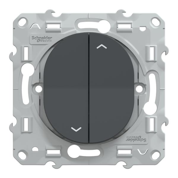 Vignette 2 produit Ovalis - interrupteur 2 boutons pour volet roulant - anthracite - Fixation par vis - 3x2 bornes auto - 6 AX - 250 V CA 50 Hz - IK04 - IP21 D - couvercle de protection peinture - Certifi NF | Ref : S340208