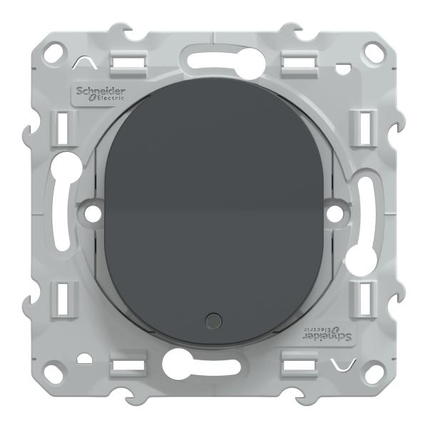 Vignette 2 produit Ovalis - poussoir  fermeture - 10AX - lumineux Led bleu basse consommation 0.15 mA 250V - anthracite - Fixation par vis - 3x2 bornes auto - 10 AX - 250 V CA 50 Hz - IK04 - IP21 D - couvercle de protection peinture - Certifi NF | Ref : S340276
