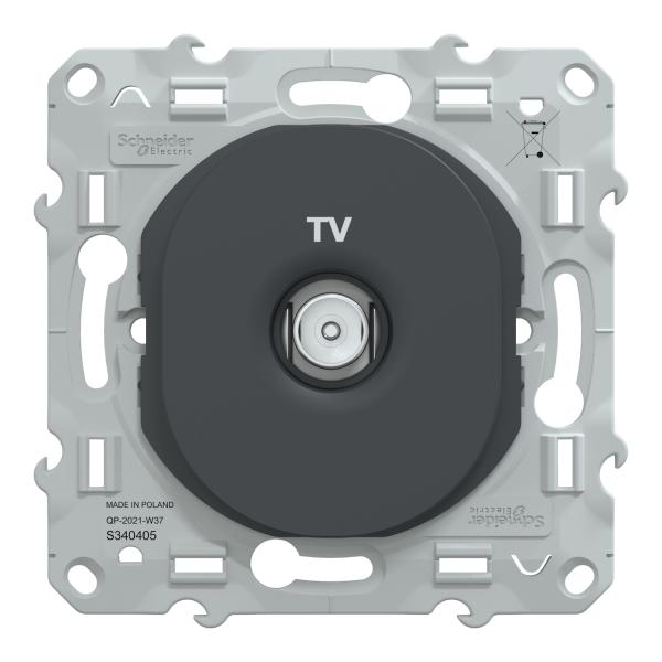 Vignette 2 produit Ovalis - prise TV simple - fixation  vis - Anthracite - couvercle protection chantier | Ref : S340405