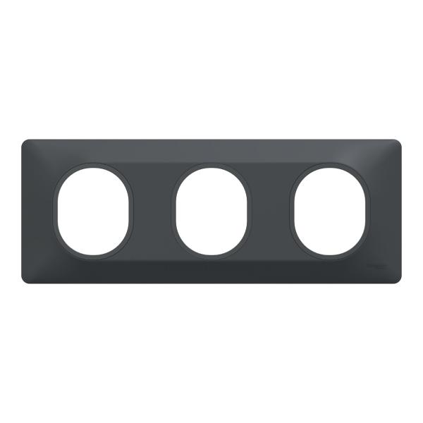 Vignette 2 produit Ovalis - Plaque de finition - 3 postes Horizontal - entraxe 71mm - Anthracite | Ref : S340706