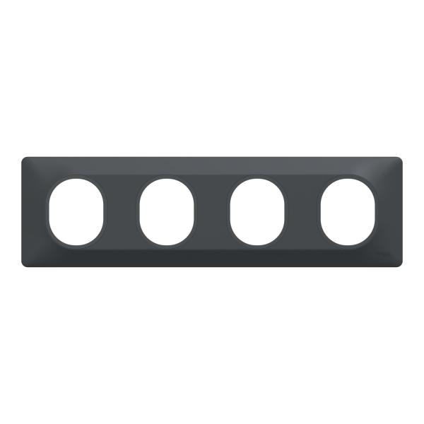 Vignette 2 produit Ovalis - Plaque de finition - 4 postes Horizontal - entraxe 71mm - Anthracite | Ref : S340708