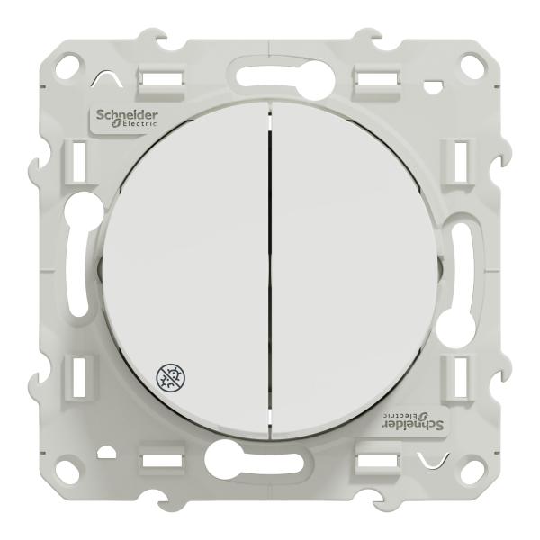 Vignette 2 produit Odace - double va-et-vient - Antibacterien - fixation par vis - 6 bornes automatiques - 10AX - 250V CA 50 Hz - IK04 - IP21 D - livré avec cache de protection peinture - certifié NF | Ref : S500214
