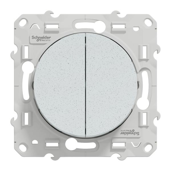Vignette 2 produit Odace - double va-et-vient - blanc Recycl brillant - fixation par vis - 6 bornes automatiques - 10AX - 250V CA 50 Hz - IK04 - IP21 D - livr avec cache de protection peinture - certifi NF | Ref : S510214