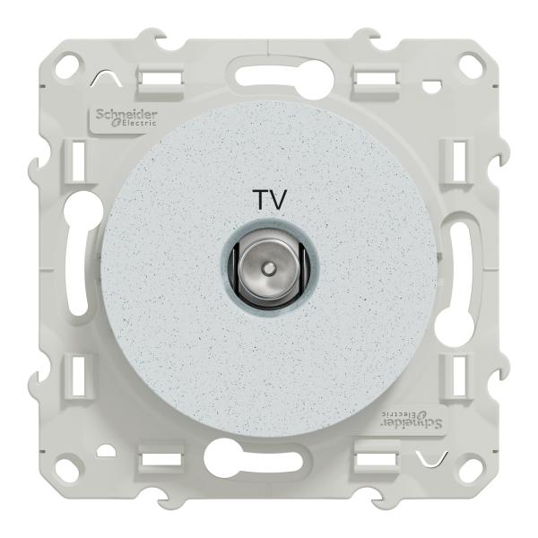 Vignette 2 produit Odace - blindage TV simple - encastr - blanc Recycl brillant - TV : mle IEC 9.52 mm - fixation par vis - livr avec cache de protection peinture - IK04 - IP21 D - sans halogne | Ref : S510445