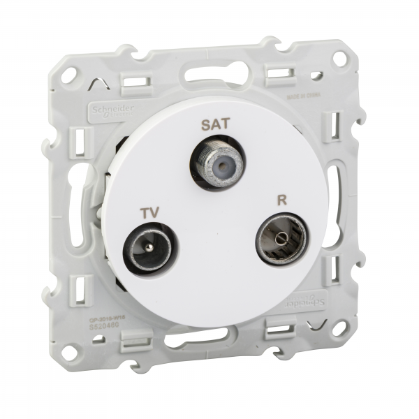 Vignette 2 produit Odace, prise TV/FM/SAT Blanc, 2 entres TV/FM et SAT,  vis | Ref : S520460