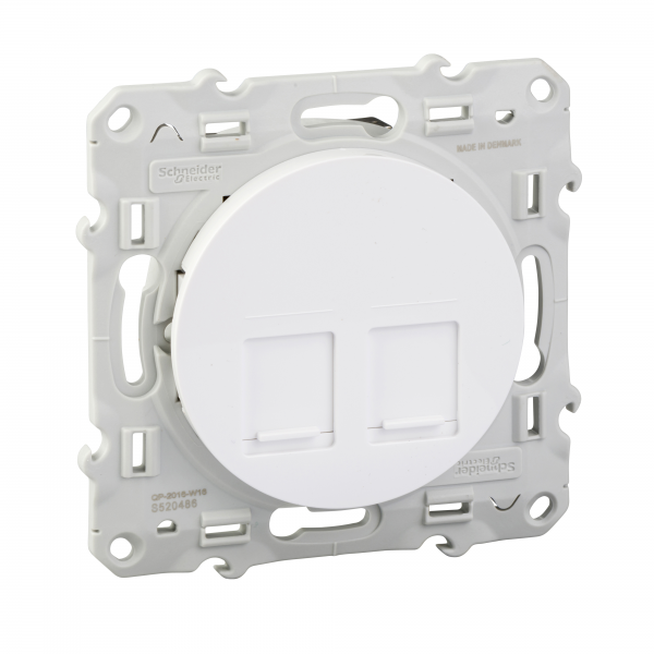 Vignette 2 produit Odace, prise double RJ45 Blanc, grade 3 (multimdia) cat. 6 STP,  vis | Ref : S520486