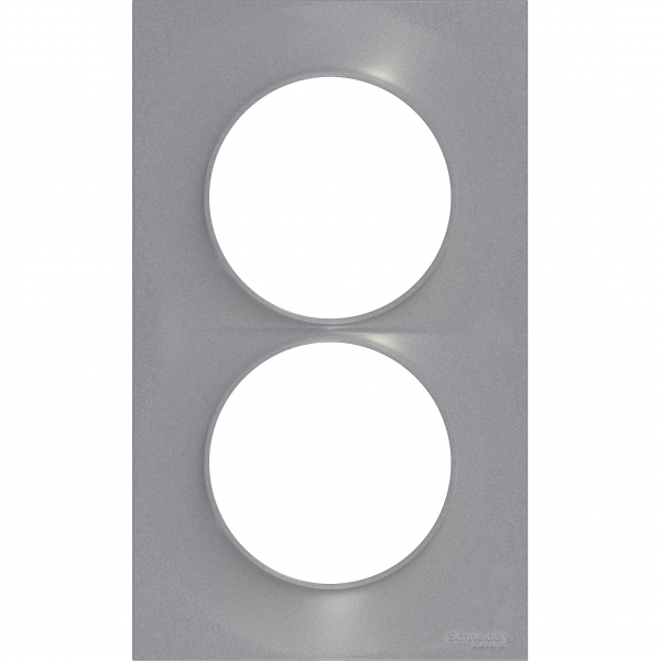 Vignette 2 produit Odace Styl, plaque Alu 2 postes verticaux entraxe 57mm | Ref : S520714E