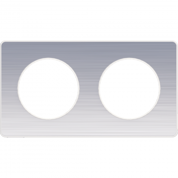 Vignette 2 produit Odace Touch, plaque Aluminium bross liser Blanc 2 postes horiz./vert. 71mm | Ref : S520804J