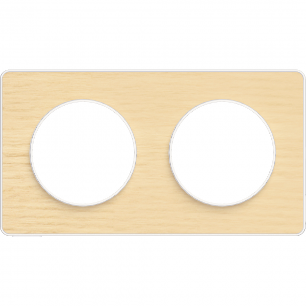 Vignette 2 produit Odace Touch, plaque Bois nordique liser Blanc 2 postes horiz./vert. 71mm | Ref : S520804M