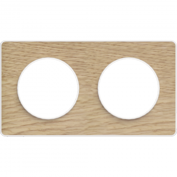 Vignette 2 produit Odace Touch, plaque Bois naturel liser Blanc 2 postes horiz./vert. 71mm | Ref : S520804N