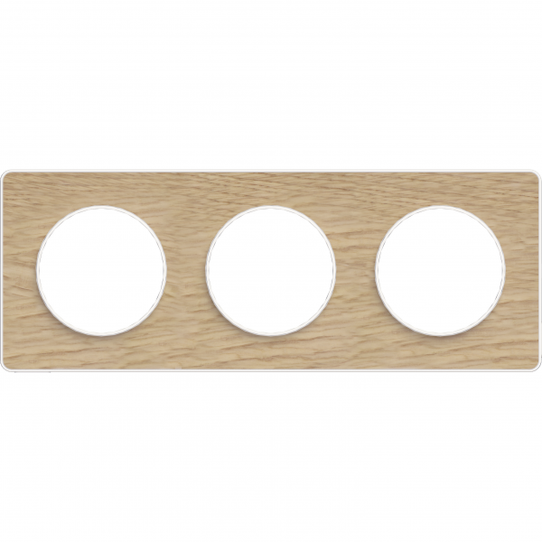 Vignette 2 produit Odace Touch, plaque Bois naturel liser Blanc 3 postes horiz./vert. 71mm | Ref : S520806N