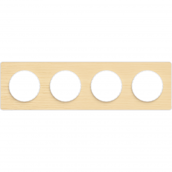 Vignette 2 produit Odace Touch, plaque Bois nordique liser Blanc 4 postes horiz./vert. 71mm | Ref : S520808M