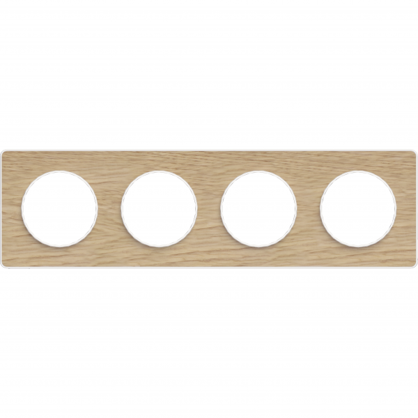 Vignette 2 produit Odace Touch, plaque Bois naturel liser Blanc 4 postes horiz./vert. 71mm | Ref : S520808N