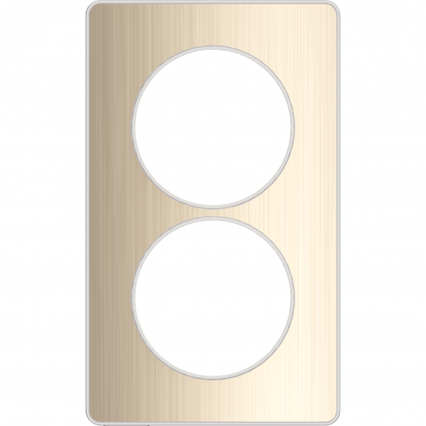 Vignette 2 produit Odace Touch, plaque Bronze bross avec liser Blanc 2 postes verticaux 57mm | Ref : S520814L