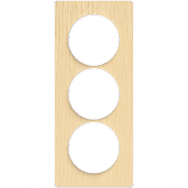 Vignette 2 produit Odace Touch, plaque Bois nordique avec liser� Blanc 3 postes verticaux 57mm | Ref : S520816M