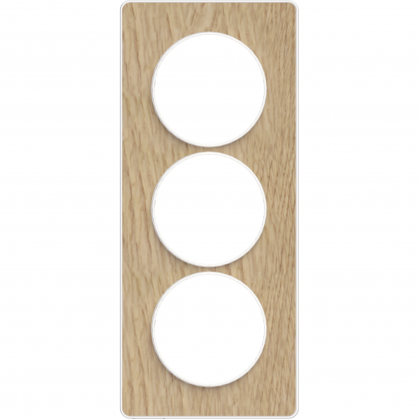 Vignette 2 produit Odace Touch, plaque Bois naturel avec liser Blanc 3 postes verticaux 57mm | Ref : S520816N