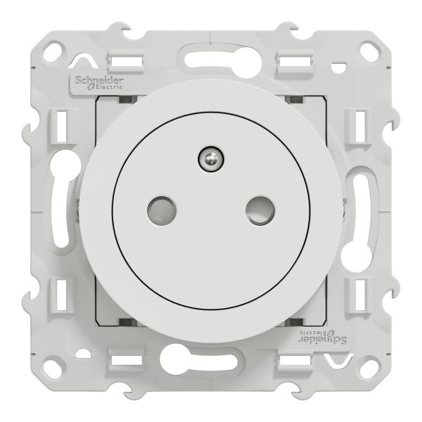 Vignette 2 produit Odace - prise de courant - 2P+T - affleurante avec griffes - spécial pour rénovation- blanc - fixation par vis - Raccordement : 1 x 1.5 à 2 x 4 mm² souple / rigide / multibrin - bornes automatique - 16 A - 250VCA 50 Hz - NF - IK04 - IP21D | Ref : S525052