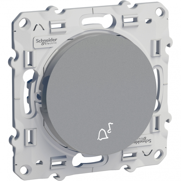 Vignette 2 produit Odace - poussoir avec symbole carillon - Alu - 10AX - NO - fixation par vis | Ref : S530246