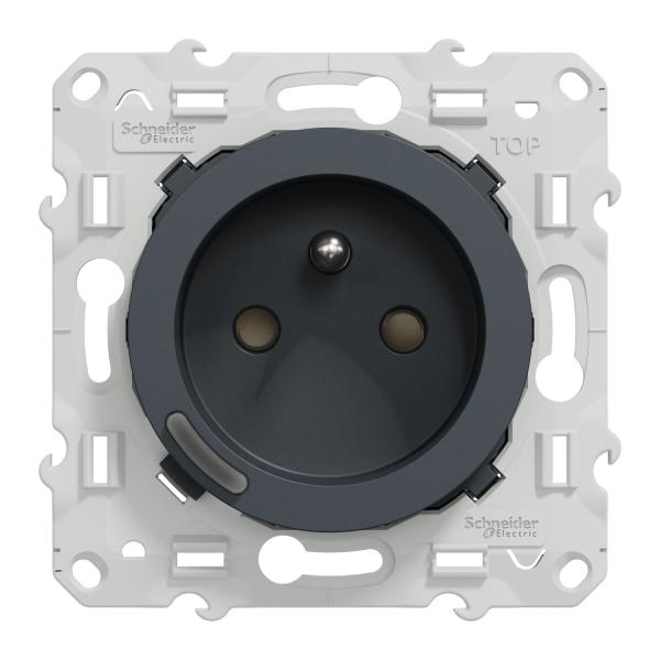 Vignette 2 produit Wiser Odace - Prise 2P+T conect�e - 16A  - bornes automatiques - zigbee 3.0 - Anthracite - permet de piloter et programmer la charge utilis�e avec la prise et de suivre les consommations | Ref : S540559