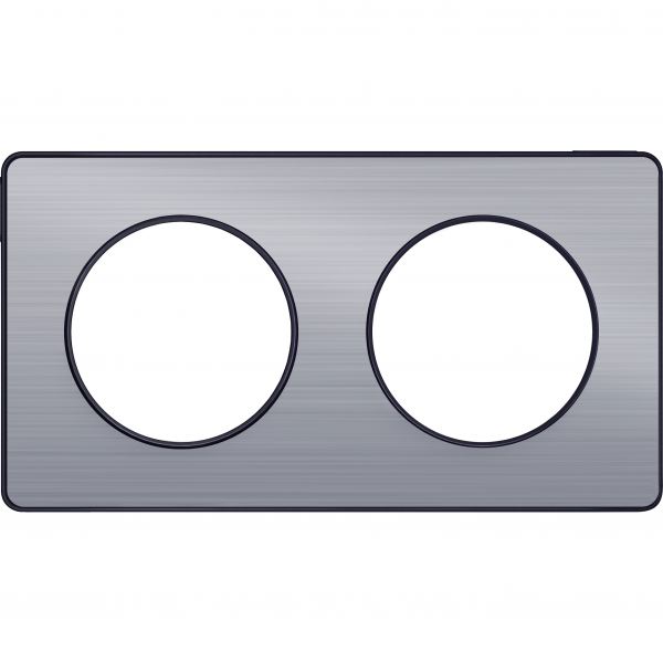 Vignette 2 produit Odace Touch, plaque Aluminium bross liser Anth. 2 post. horiz./vert. 71mm | Ref : S540804J