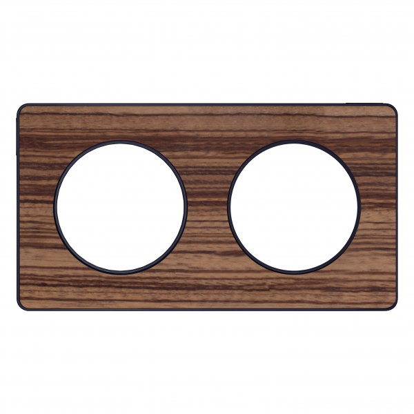 Vignette 2 produit Odace Touch, plaque Bois Zeb. avec liser� Anth. 2 postes horiz/vert entraxe 71mm | Ref : S540804P4