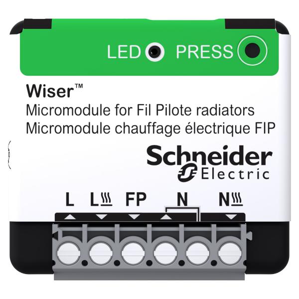 Vignette 2 produit Wiser - micromodule encastré - zigbee - pilotage radiateur électrique fil pilote - 6 ordres fil pilote - confort - confort -1c - confort -2c - Eco ou réduit - Hors gel - Arrêt - permet de piloter et programmer le chauffage avec Wiser Home | Ref : THG_CCTFR6710