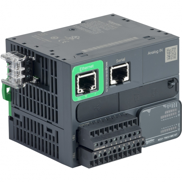 Vignette 2 produit Modicon M221 Book, contrôleur 16E/S PNP, port Ethernet+série, 24VCC, vis | Ref : TM221ME16T
