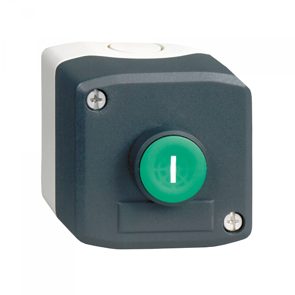 Vignette 2 produit Harmony XAL - boite 1 bouton poussoir affleurant vert 22 marquage 'I' - 1F+1O | Ref : XALD102E
