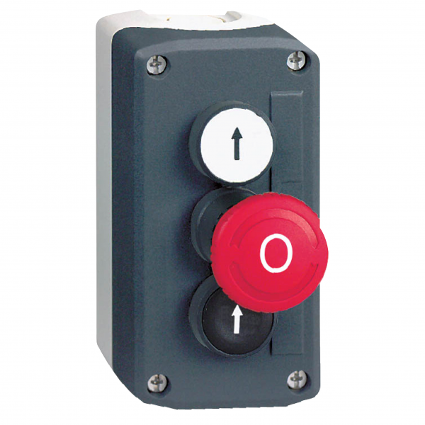 Vignette 2 produit Harmony boite - 3 boutons poussoirs 22 - blanc /coup de poing rouge 30 /noir | Ref : XALD328