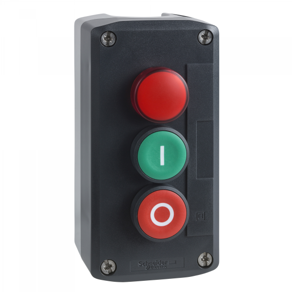 Vignette 2 produit Harmony boite - 3 boutons poussoirs Ø22 - vert /rouge/voyant rouge | Ref : XALD363B