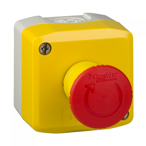 Vignette 2 produit Harmony XAL - boite jaune arrêt urgence rouge - pousser tourner - 1O - Ø40 | Ref : XALK178