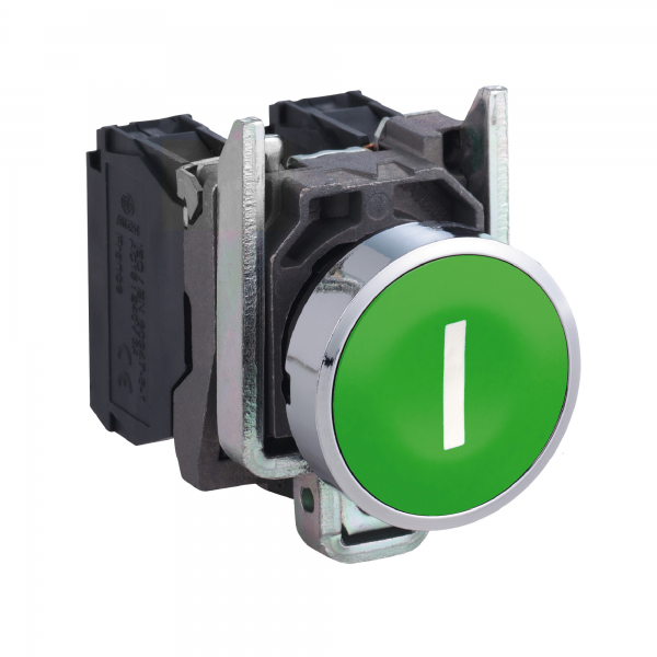 Vignette 2 produit Harmony XB4 - bouton poussoir impulsion - Ø22 - marqué - vert - 1F - vis étrier | Ref : XB4BA3311