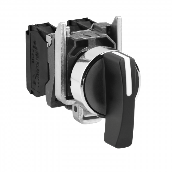 Vignette 2 produit Harmony XB4 - bouton tournant  crosse - 22 - 3 pos rap C - noir - 2F - vis tr | Ref : XB4BJ53