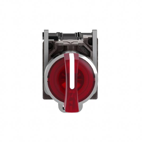 Vignette 2 produit Harmony XB4 - bouton  manette lumin - 22 - 3 pos fix - rouge - 1O+1F - 24V | Ref : XB4BK134B5   