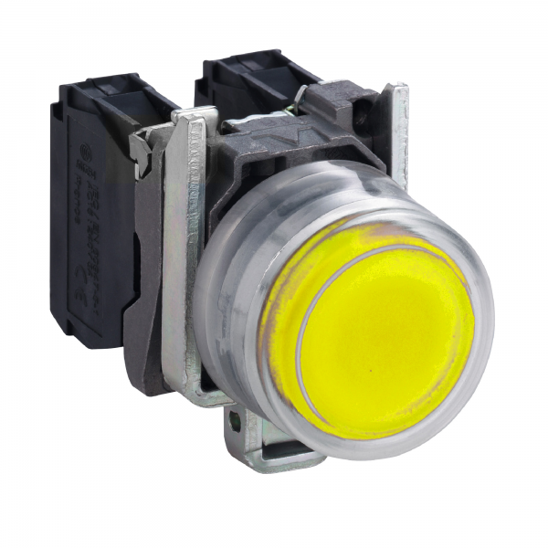 Vignette 2 produit Harmony XB4 - bouton poussoir  impuls - 22 - capuchonn - jaune - 1F - vis | Ref : XB4BP51