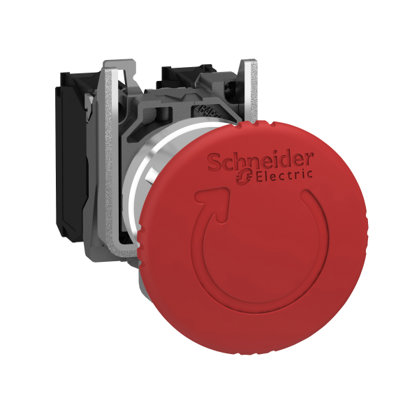 Vignette 2 produit Harmony XB4 - bouton arrêt urgence - Ø40 - pousser tourner - rouge - 1O+1F - vis | Ref : XB4BS8445