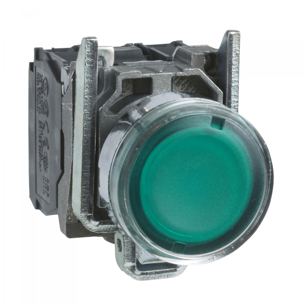 Vignette 2 produit Harmony XB4 - poussoir lumineux LED - 1F+1O - vert - 22 - 24VACDC | Ref : XB4BW33B5
