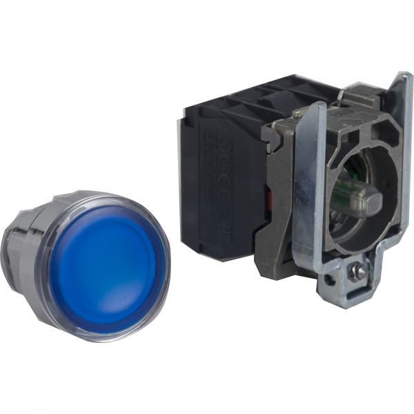 Vignette 2 produit Harmony XB4 - poussoir lumineux LED - 1F+1O - bleu - 22 - 24VACDC | Ref : XB4BW36B5