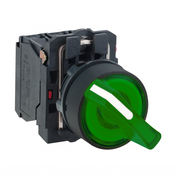 Vignette 2 produit Harmony XB5 - bouton  manette lumin - 22 - 2 pos fix - vert - 1O+1F - 24V | Ref : XB5AK123B5