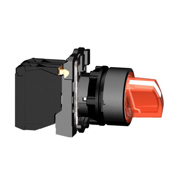 Vignette 2 produit Harmony XB5 - bouton  manette lum - 22 - 3 pos fix - rouge - 1O+1F - 230V | Ref : XB5AK134M5   