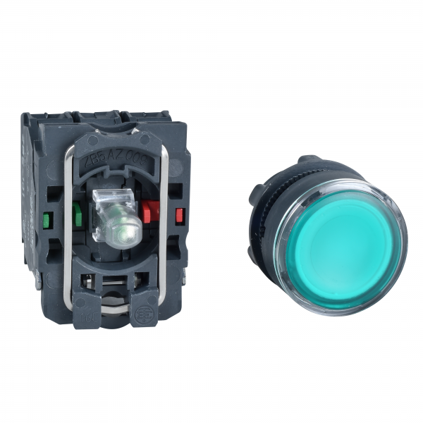Vignette 2 produit Harmony bt-pous lumineux vert Ø22 - impulsion - 24V - 1O+1F | Ref : XB5AW33B5